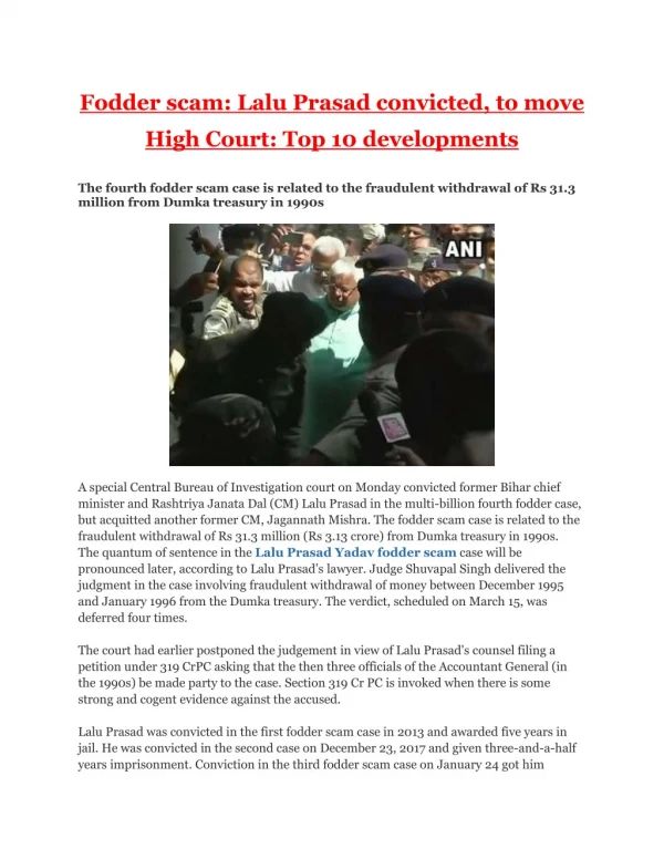 Fodder scam: Lalu Prasad convicted, to move High Court: Top 10 developments
