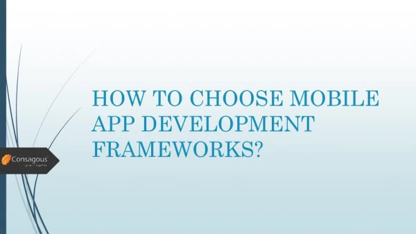 How to Choose Mobile App Development Frameworks?