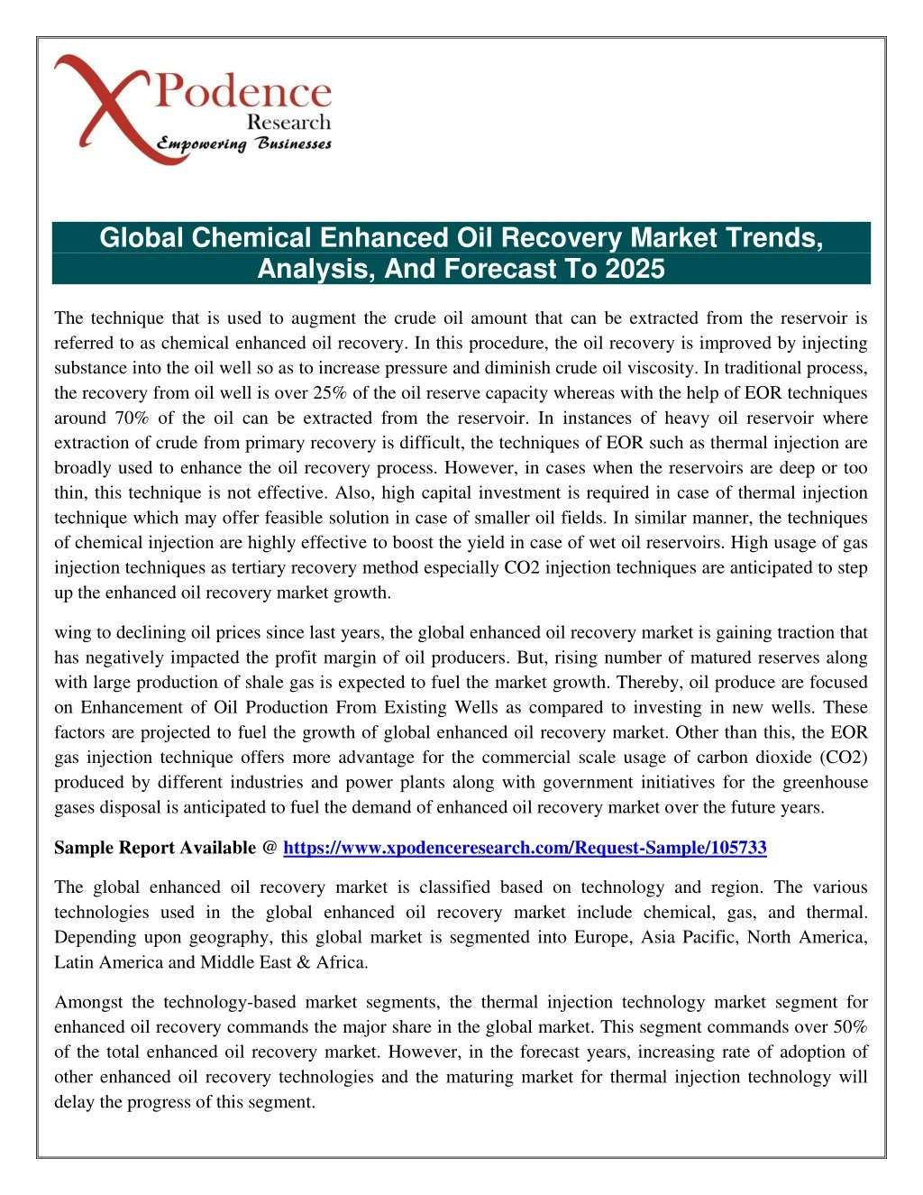 global chemical enhanced oil recovery market