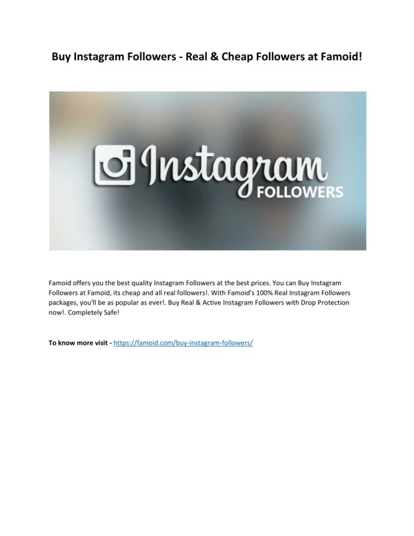 Buy Instagram Followers - Real & Cheap Followers at Famoid!