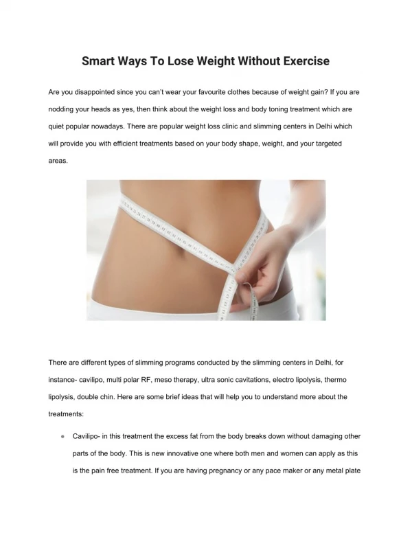 Smart Ways To Lose Weight Without Exercise