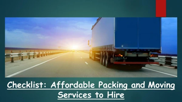 Checklist- Affordable Packing and Moving Services to Hire