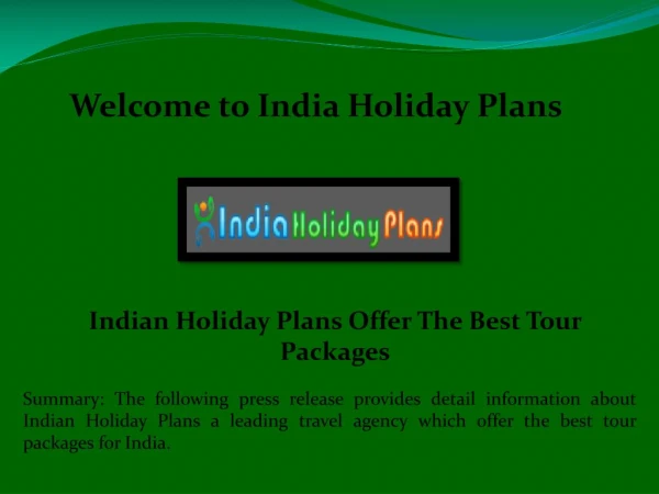 Tour Operators in India, Luxury Holidays in India - indiaholidayplans