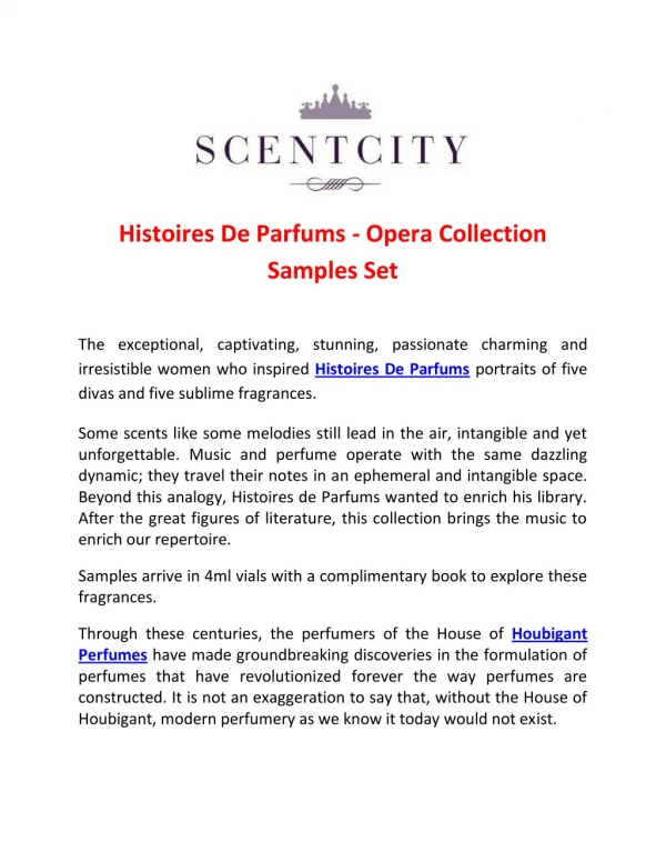 Histoires De Parfums - Opera Collection Samples Set