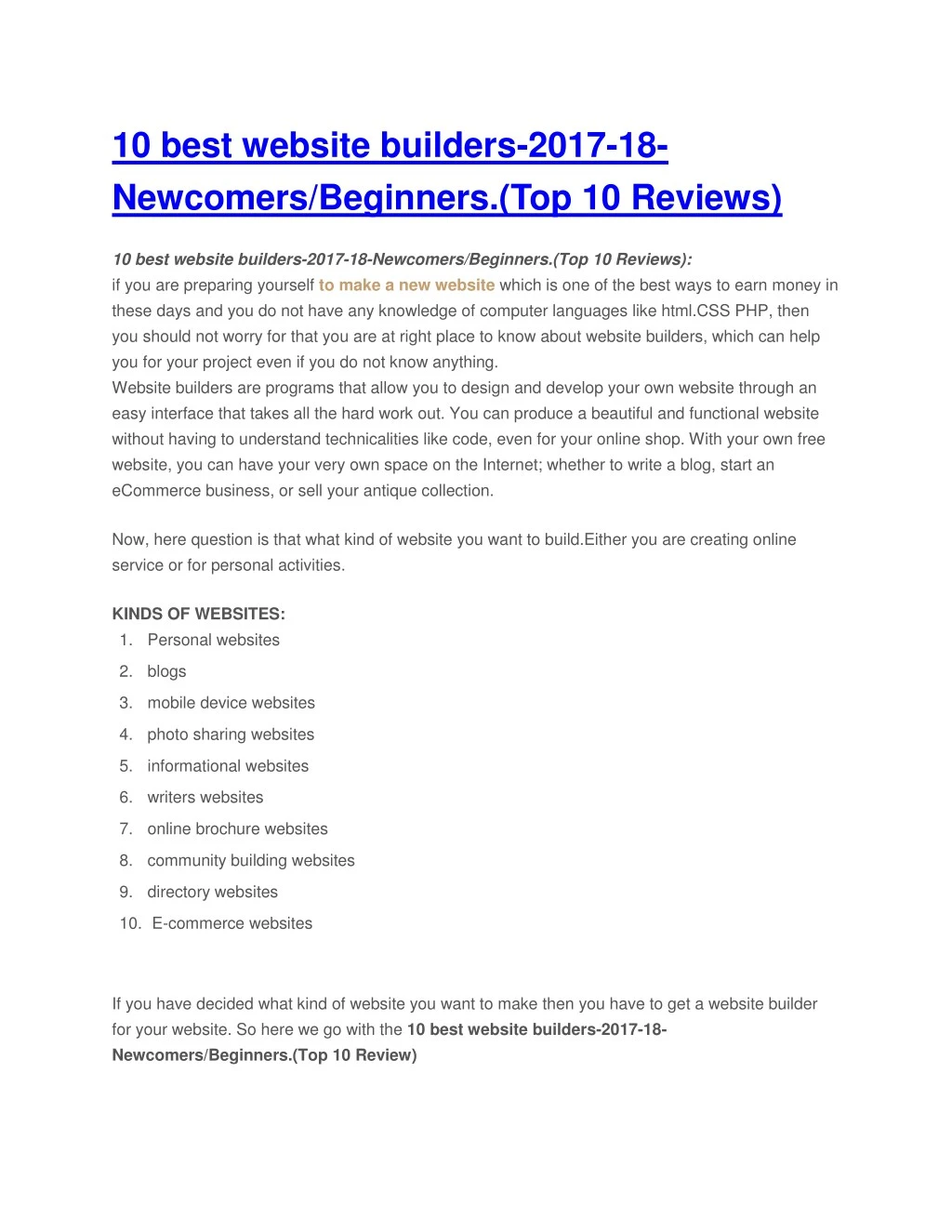 10 best website builders 2017 18 newcomers