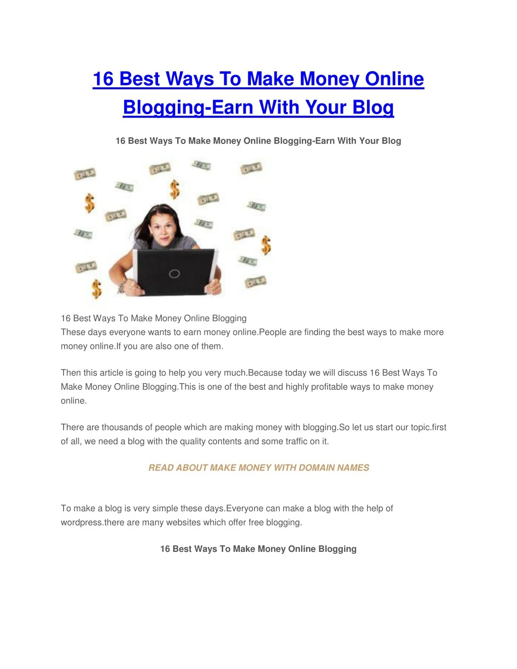 16 best ways to make money online blogging earn