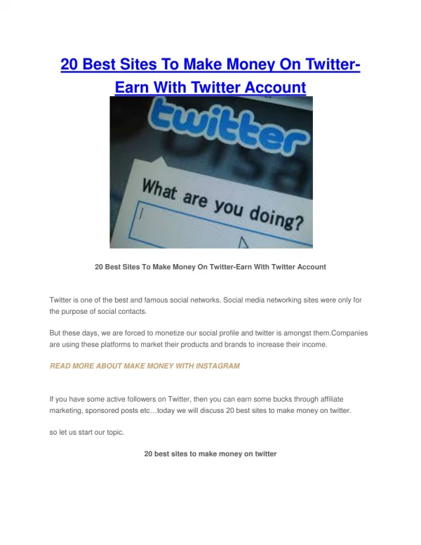 20 Best Sites To Make Money On Twitter-Earn With Twitter Account