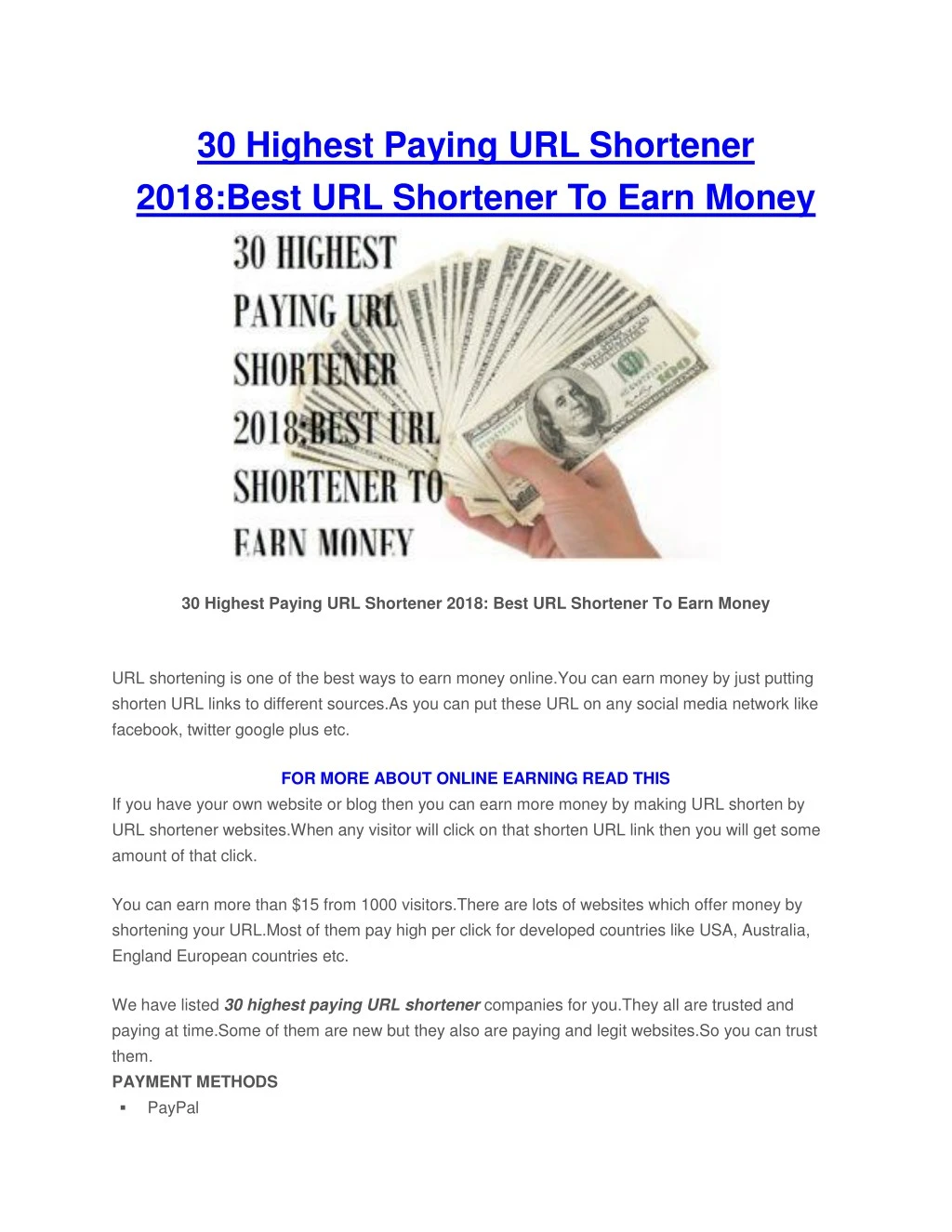 30 highest paying url shortener 2018 best