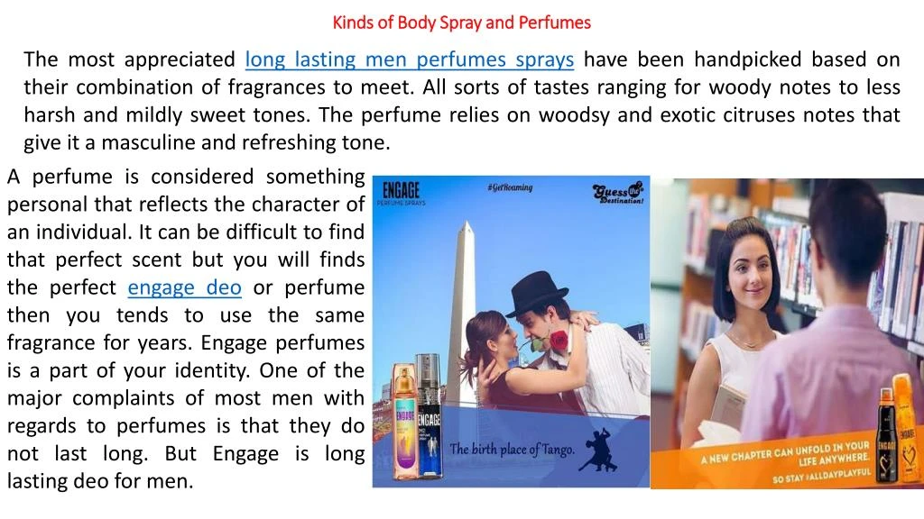kinds of b ody spray and perfumes