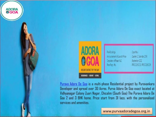 Purva Adora De Goa - 1BHK, 2BHK as well as 3BHK apartments in South Goa