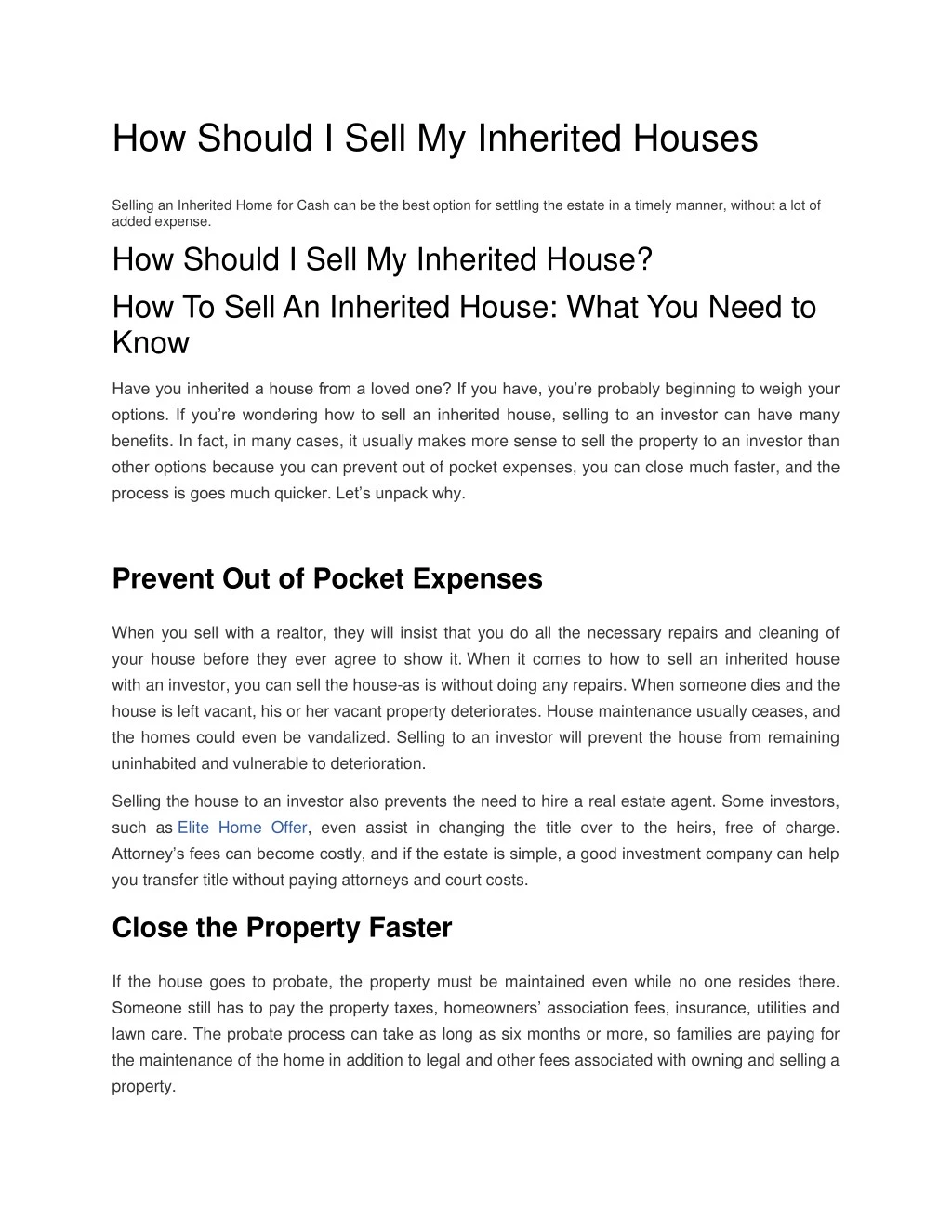 how should i sell my inherited houses