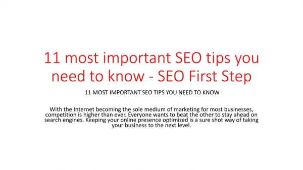 11 most important SEO tips you need to know - SEO First Step