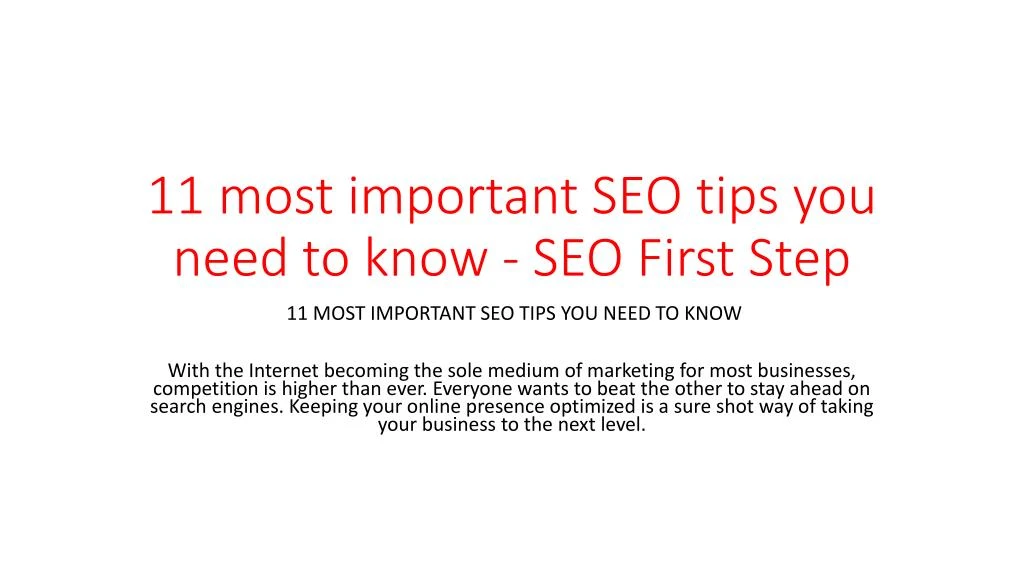 11 most important seo tips you need to know seo first step