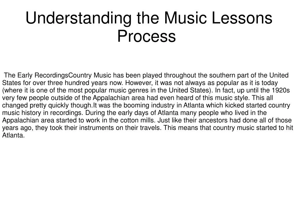 understanding the music lessons process