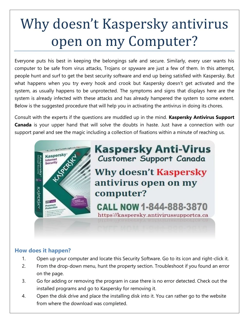 why doesn t kaspersky antivirus open