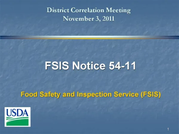 FSIS Notice 54-11 Food Safety and Inspection Service FSIS