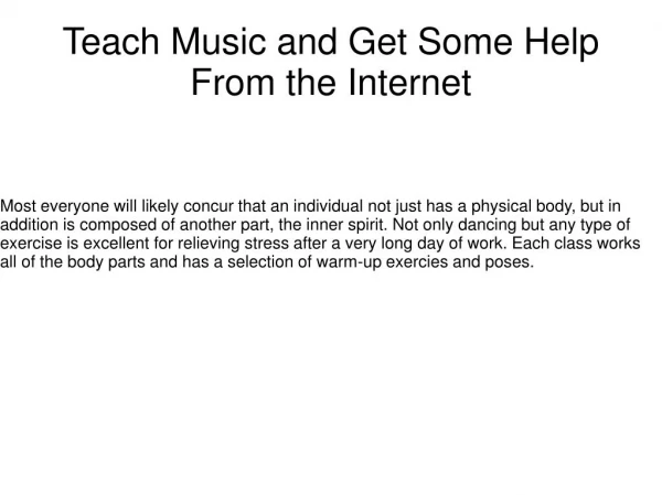 Teach Music and Get Some Help From the Internet