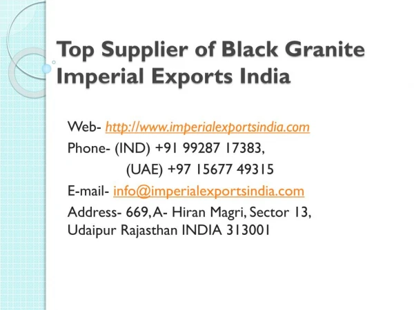 Top Supplier of Black Granite Imperial Exports India