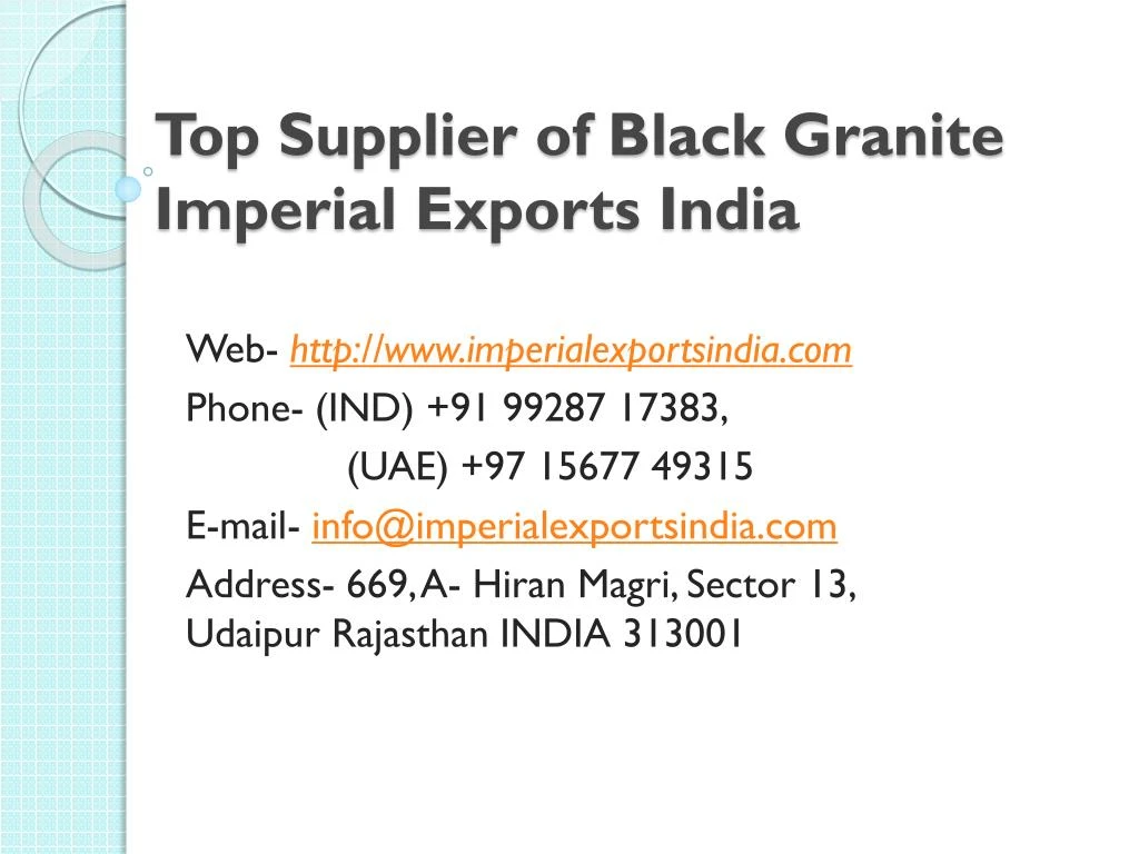 top supplier of black granite imperial exports india
