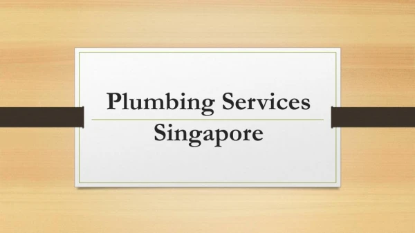 Plumbing Services Singapore