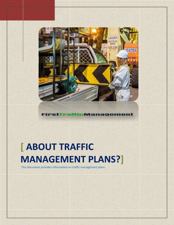 What Can You Understand By Traffic Management Plans?