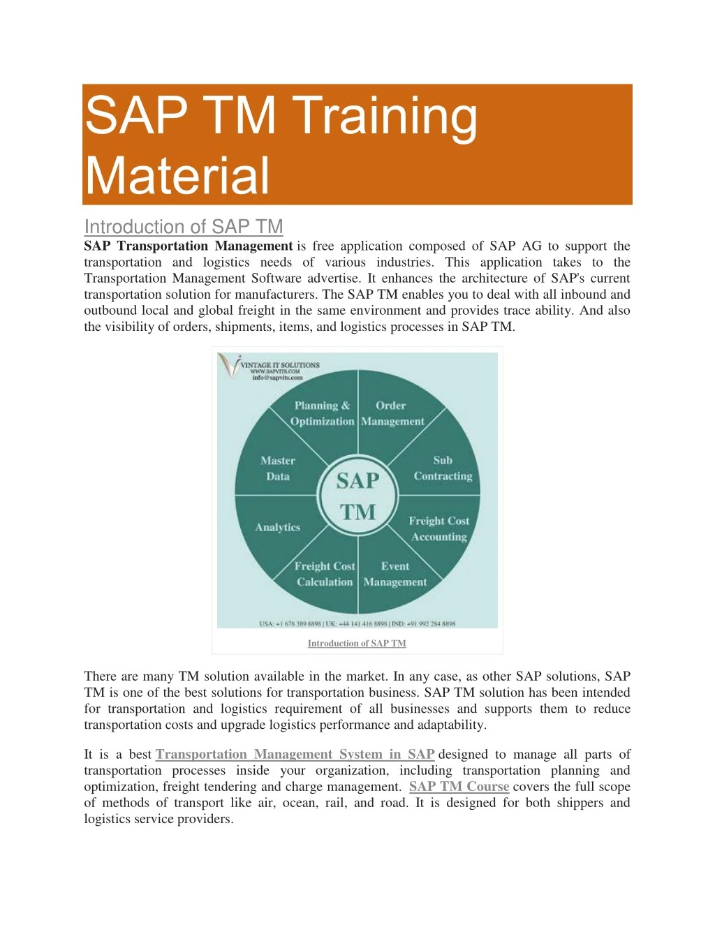 sap tm training material introduction