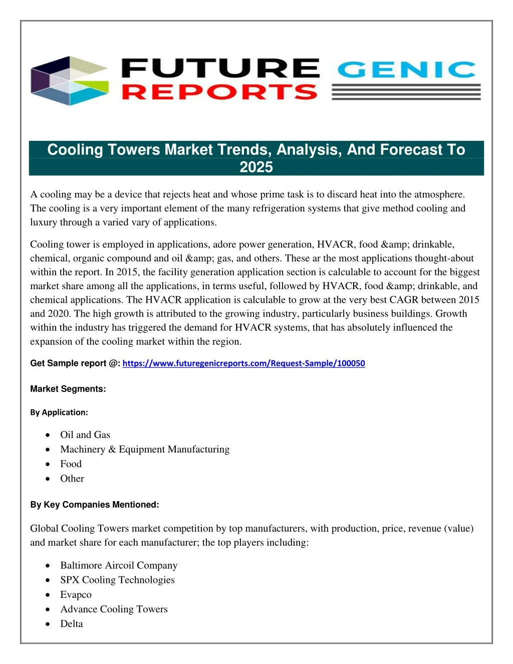 cooling towers market trends analysis
