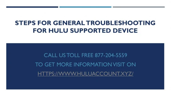 Steps For General Troubleshooting For Hulu Supported Device