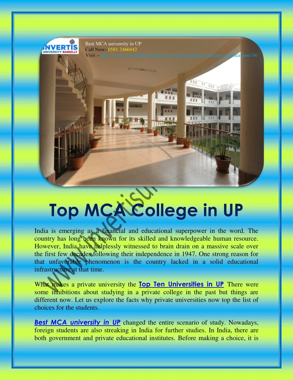top mca college in up