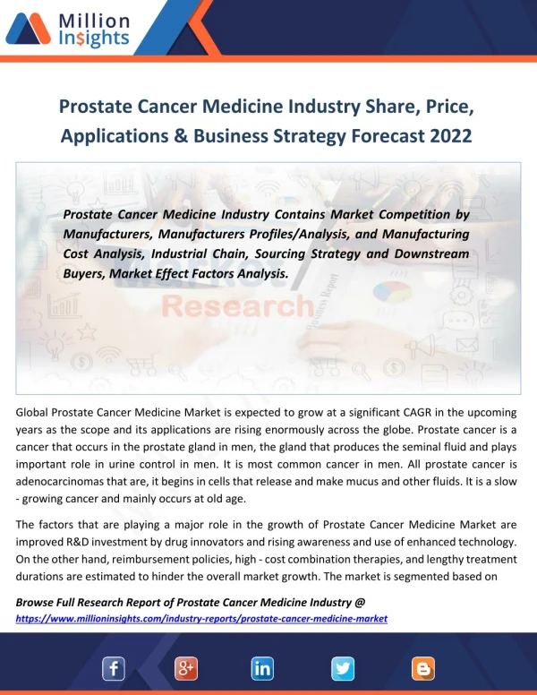 Prostate Cancer Medicine Market Opportunities, Trends & Future Scope to 2022