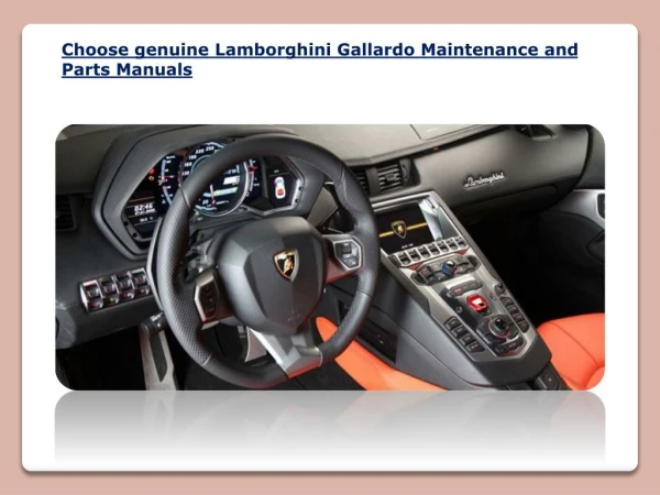 Lamborghini Gallardo Manuals