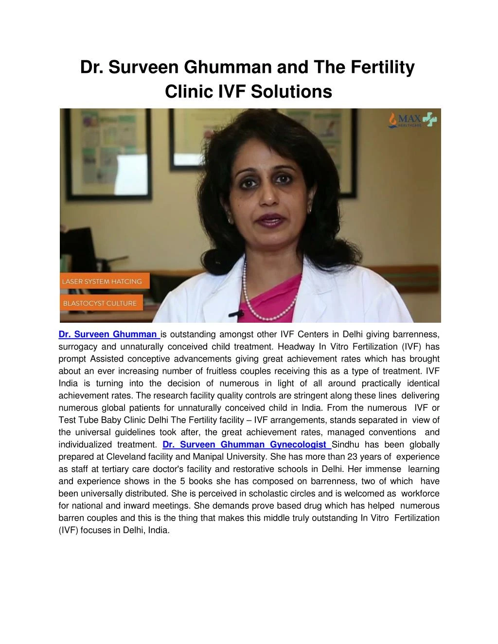 dr surveen ghumman and the fertility clinic