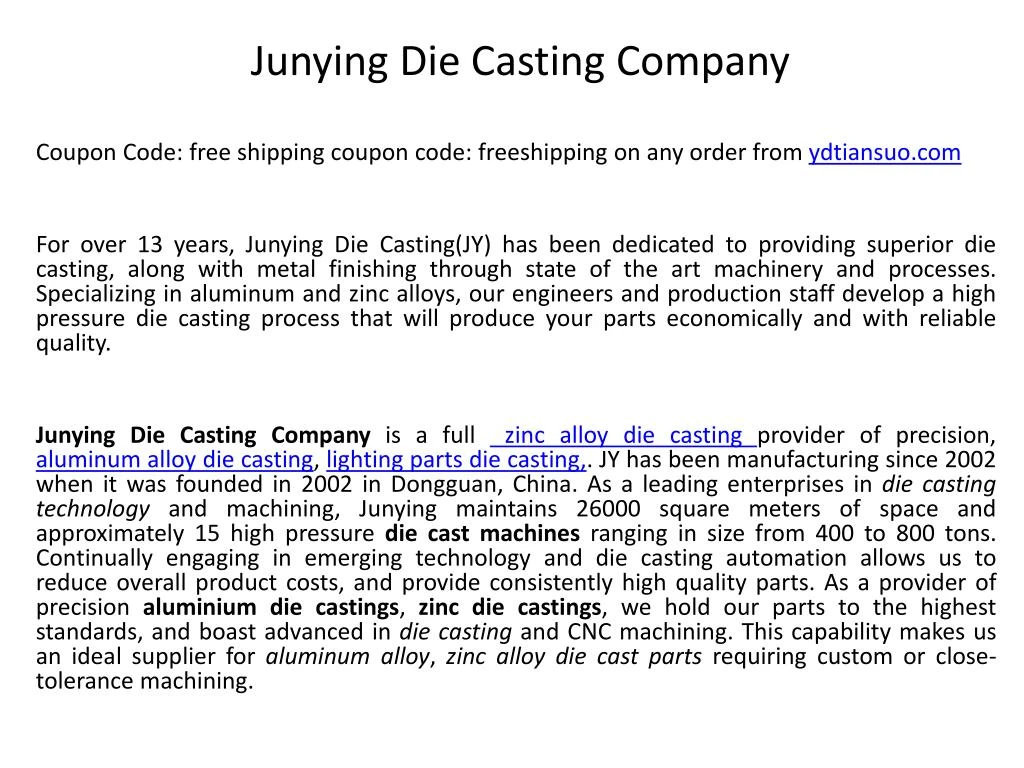 junying die casting company