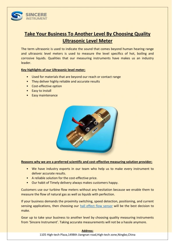 Take Your Business To Another Level By Choosing Quality Ultrasonic Level Meter