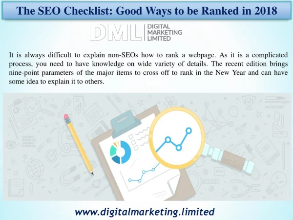 The seo checklist good ways to be ranked in 2018