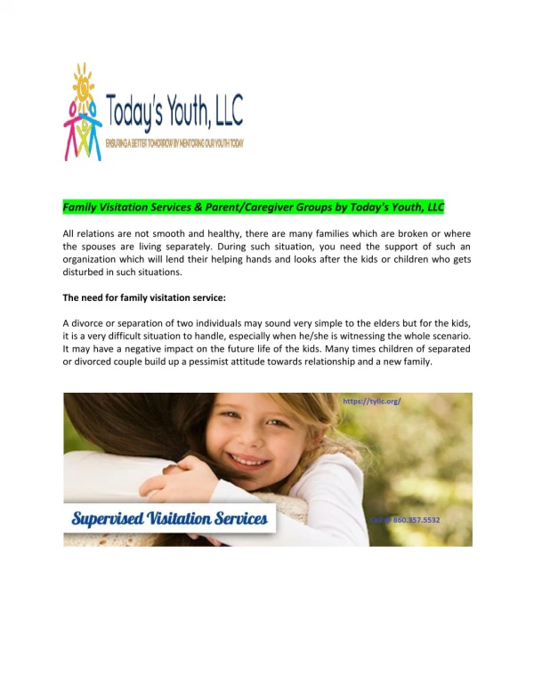 Family Visitation Services & Parent/Caregiver Groups by Today's Youth, LLC