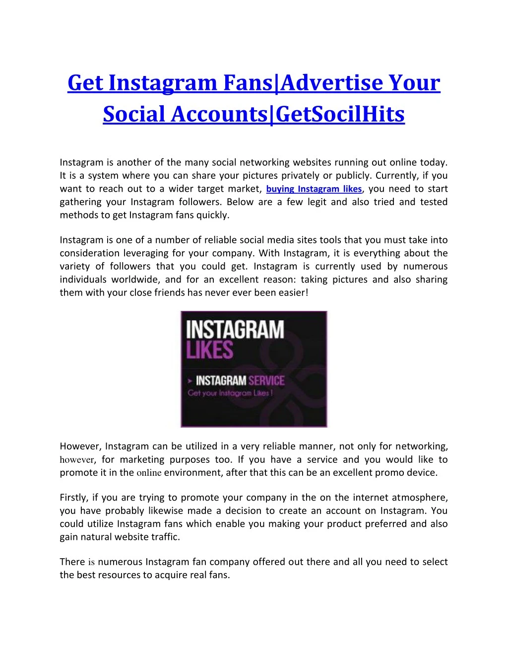 get instagram fans advertise your social accounts