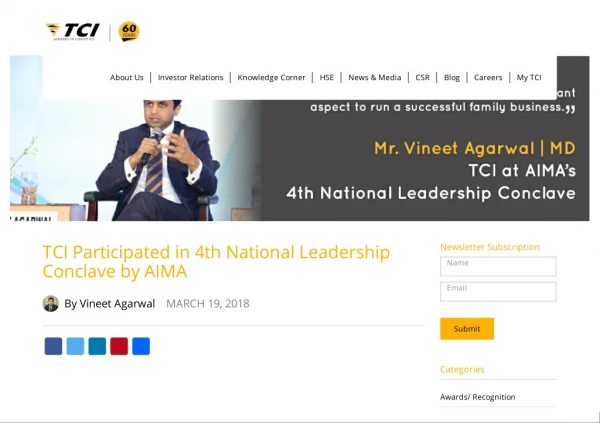 TCI Participated in 4th National Leadership Conclave by AIMA