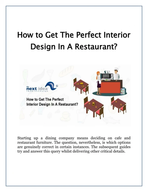 How to Get The Perfect Interior Design In A Restaurant?