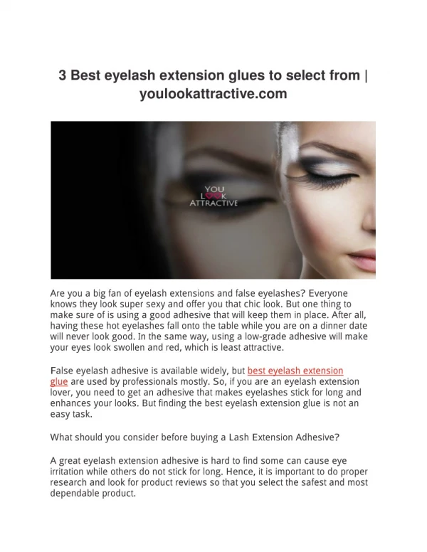 3 Best eyelash extension glues to select from | youlookattractive.com
