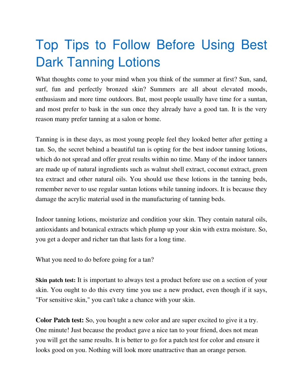 top tips to follow before using best dark tanning