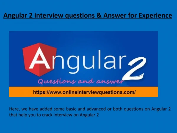 Best Angular 2 interview questionsÂ and Answer