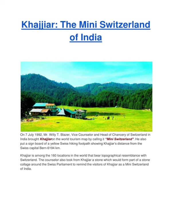 Khajjiar: The Mini Switzerland of India