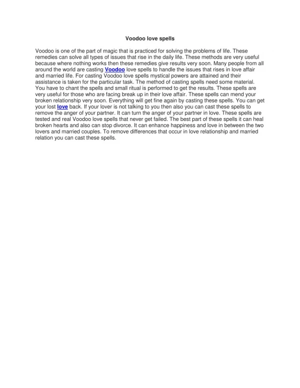 voodoo love spells