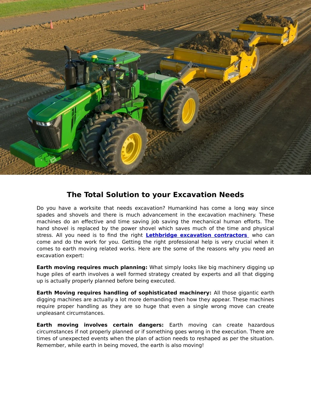 the total solution to your excavation needs