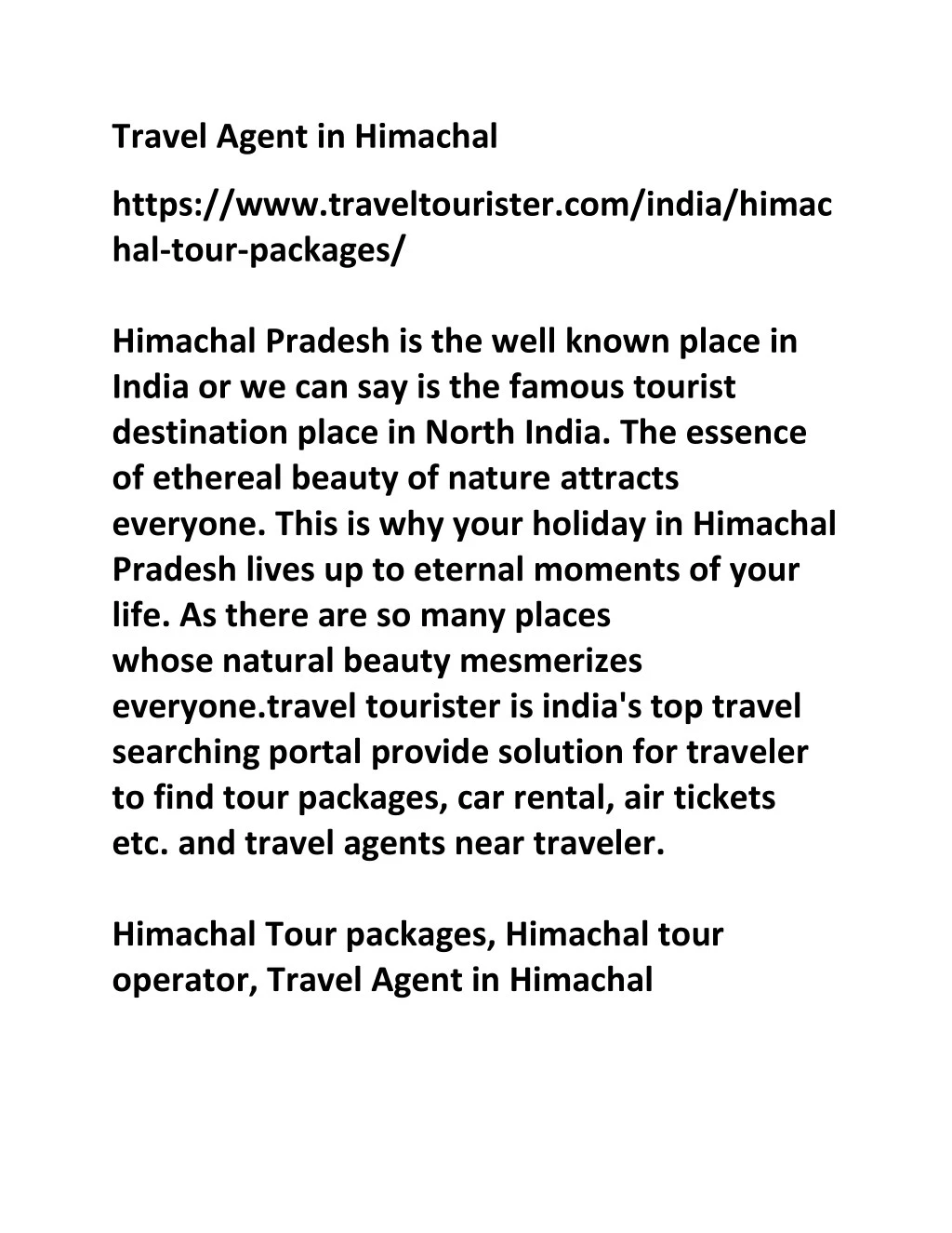 travel agent in himachal