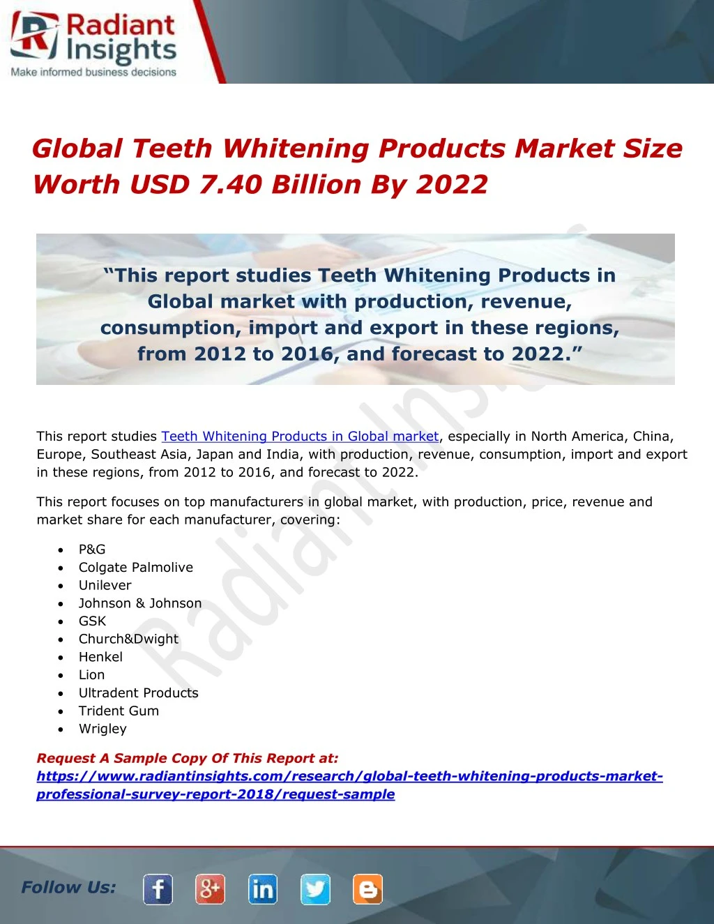 global teeth whitening products market size worth