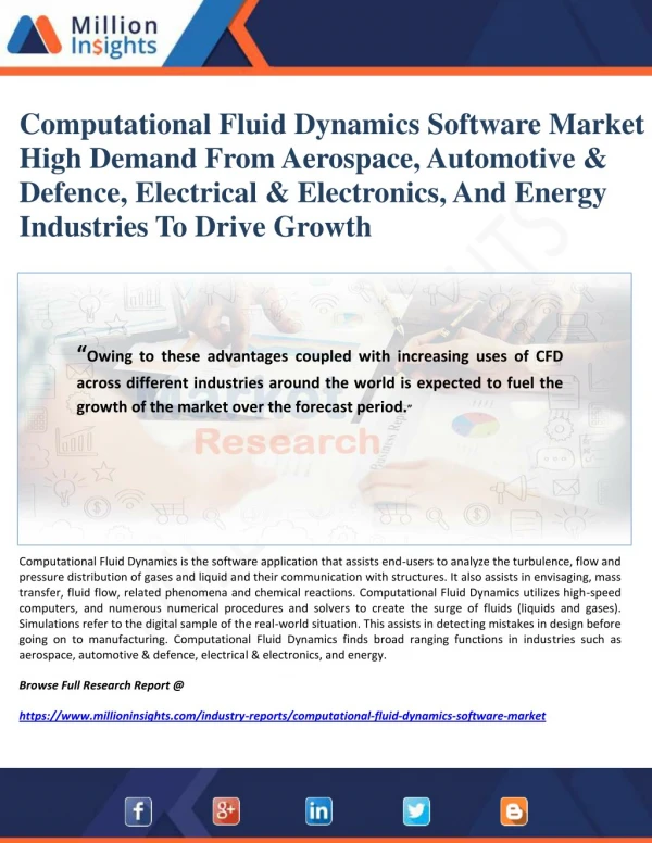 Computational Fluid Dynamics Software Market - High Demand From Aerospace, Automotive & Defence, Electrical & Electronic