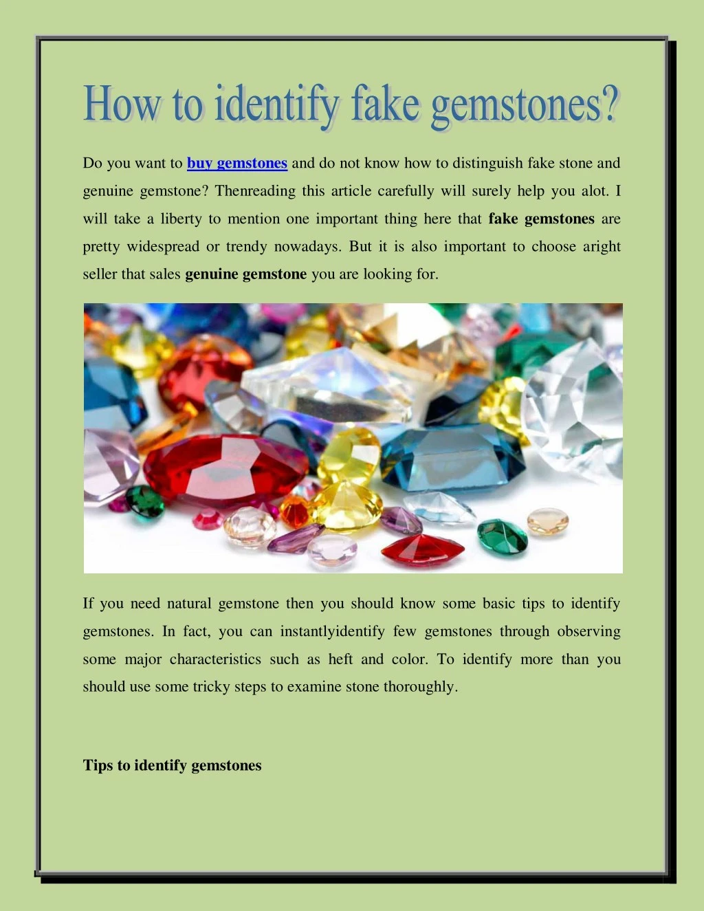 do you want to buy gemstones and do not know