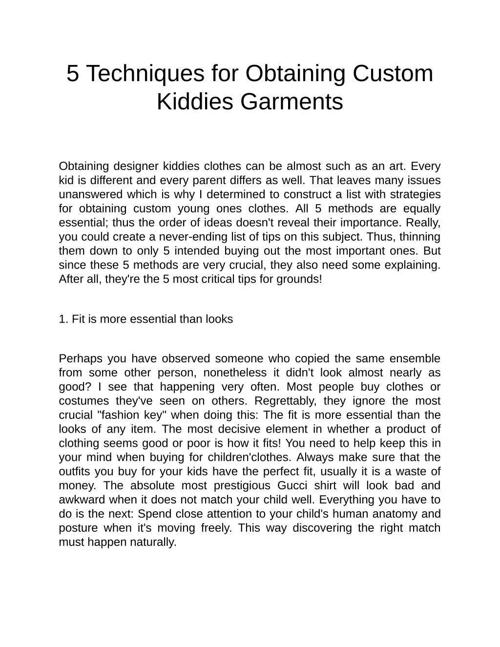 5 techniques for obtaining custom kiddies garments